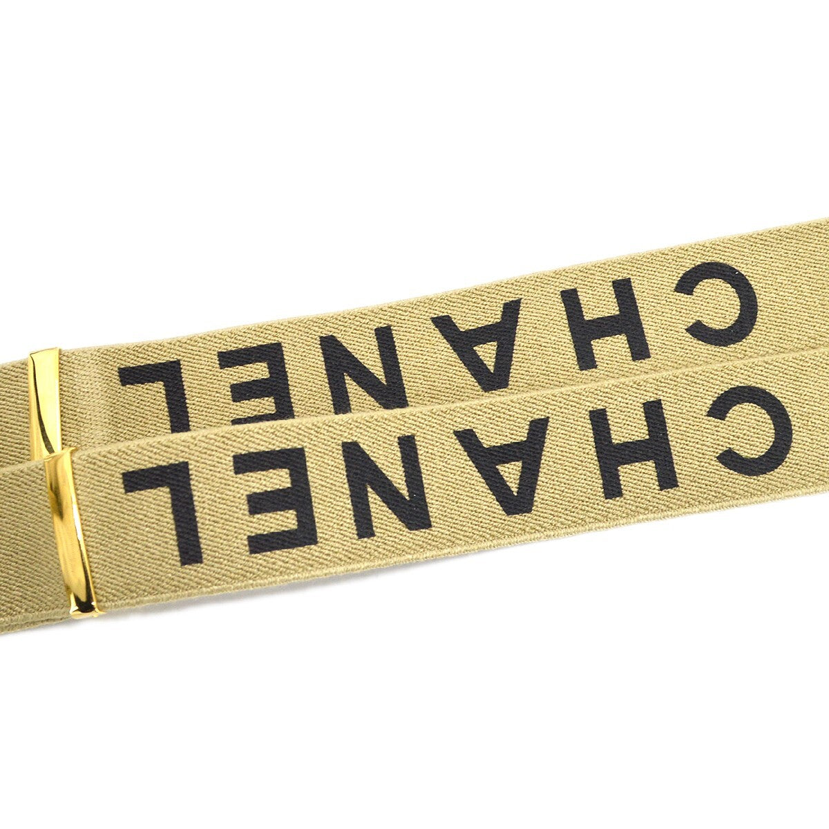 Chanel Logo Suspenders Canvas Beige Canvas Belts Accessory (Pre-Owned)
