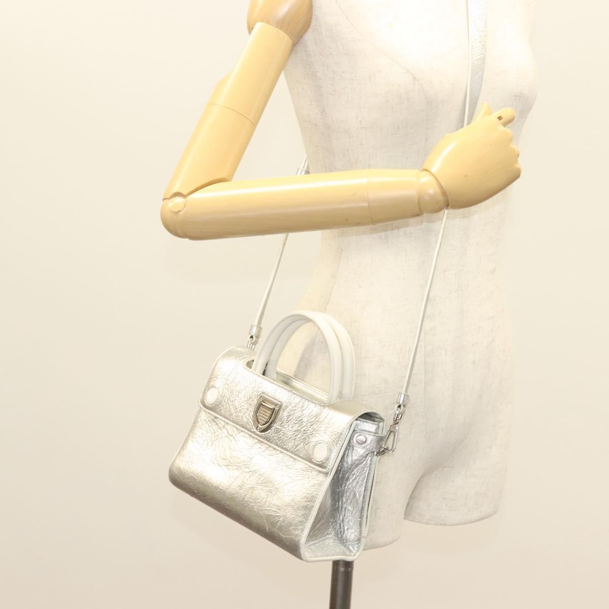 Christian Dior Diorever Leather Silver Leather Bag (Pre-Owned)