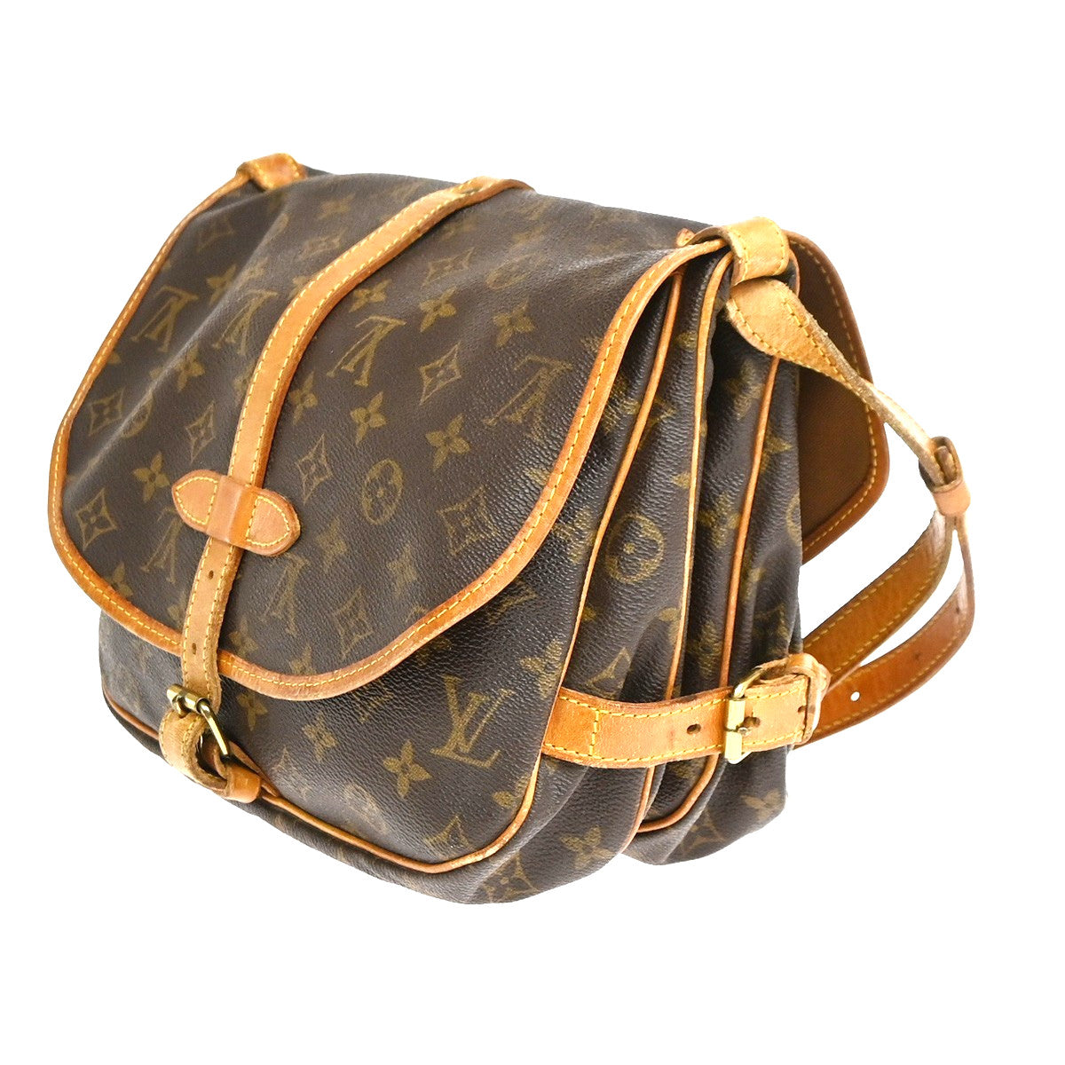 Louis Vuitton Saumur Monogram Canvas Brown Canvas Shoulder Bag Bag (Pre-Owned)
