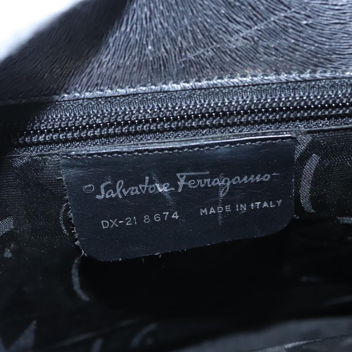 Salvatore Ferragamo Gancini Leather Black Leather Handbag (Pre-Owned)