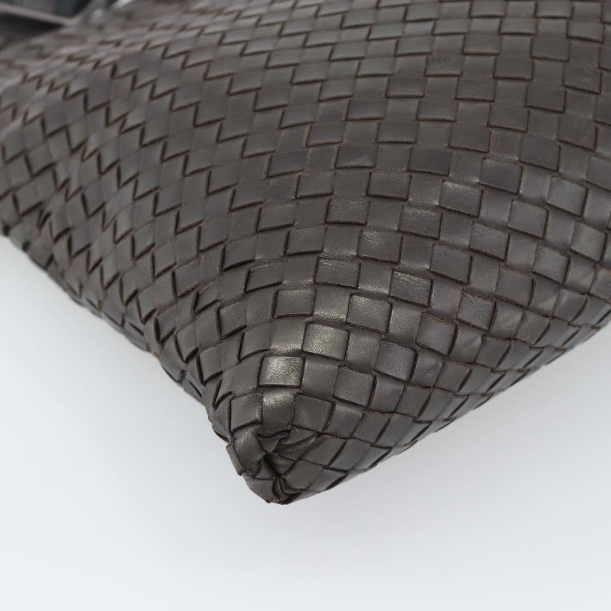 Bottega Veneta Flat Messenger Intrecciato Nappa Brown Leather Crossbody Bag Bag (Pre-Owned)