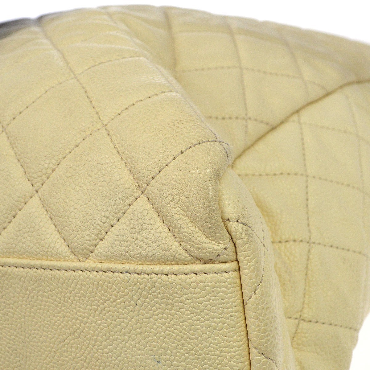 Chanel Cc Charm Shopping Quilted Ombre Caviar Beige Leather Tote Bag Bag (Pre-Owned)