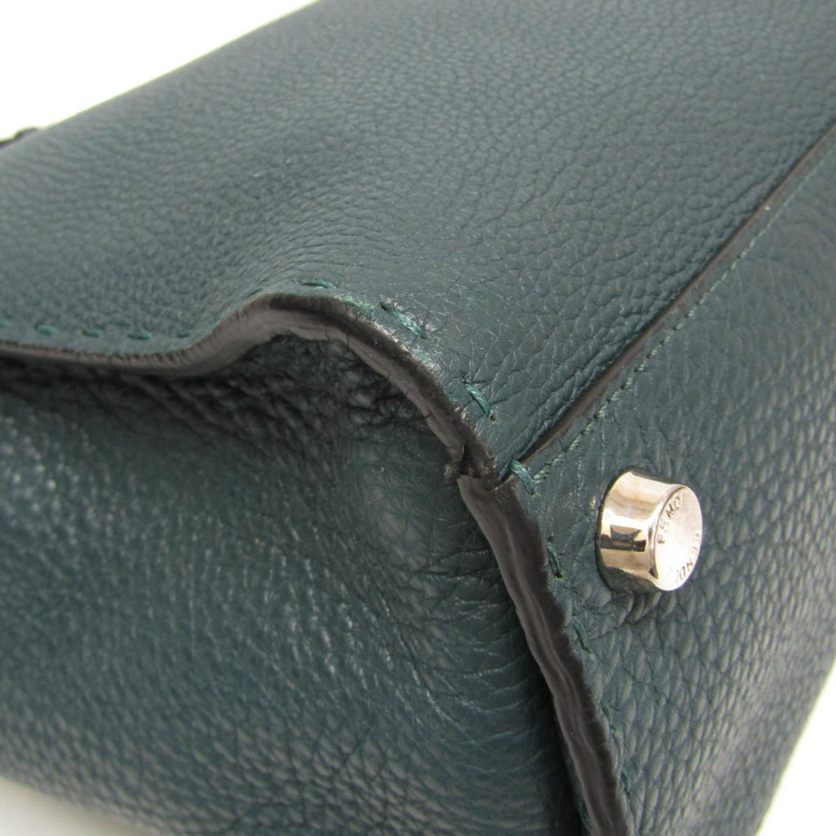 Fendi Monster Selleria Peekaboo Leather Green Leather Handbag (Pre-Owned)