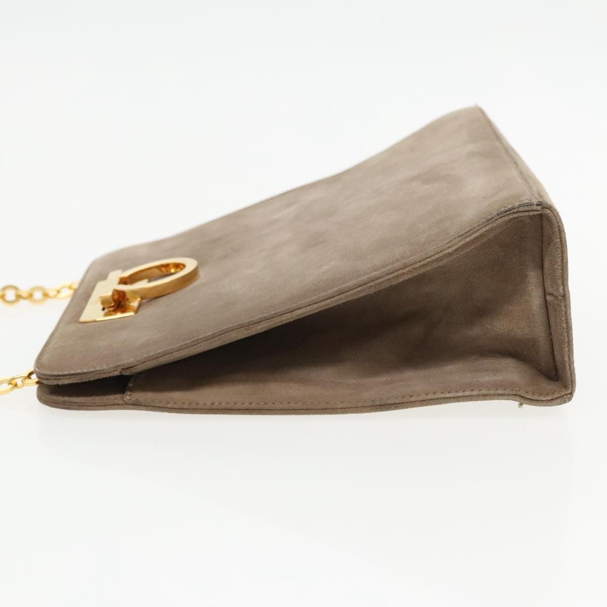 Salvatore Ferragamo Vintage Gancini Chain Suede Brown Suede Shoulder Bag Bag (Pre-Owned)