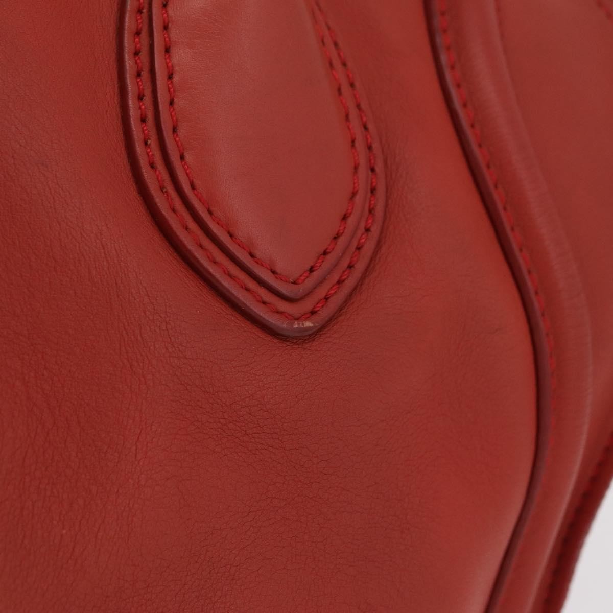 Celine Luggage Suede Red Leather Handbag (Pre-Owned)