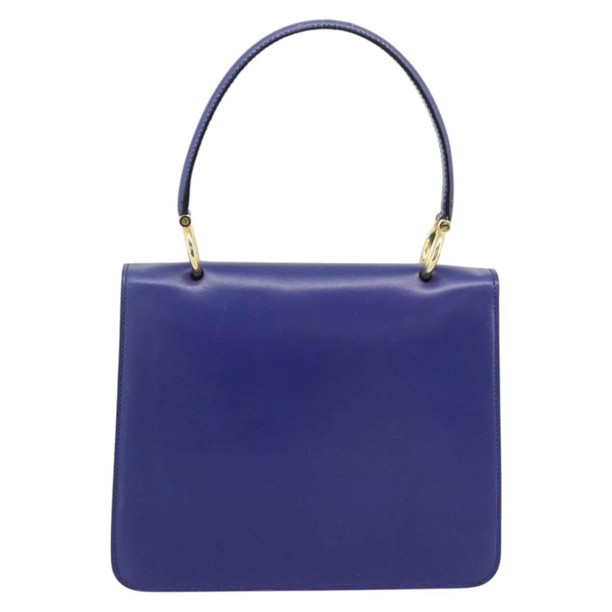 Celine Vintage Carriage Top Handle Leather Blue Leather Handbag (Pre-Owned)