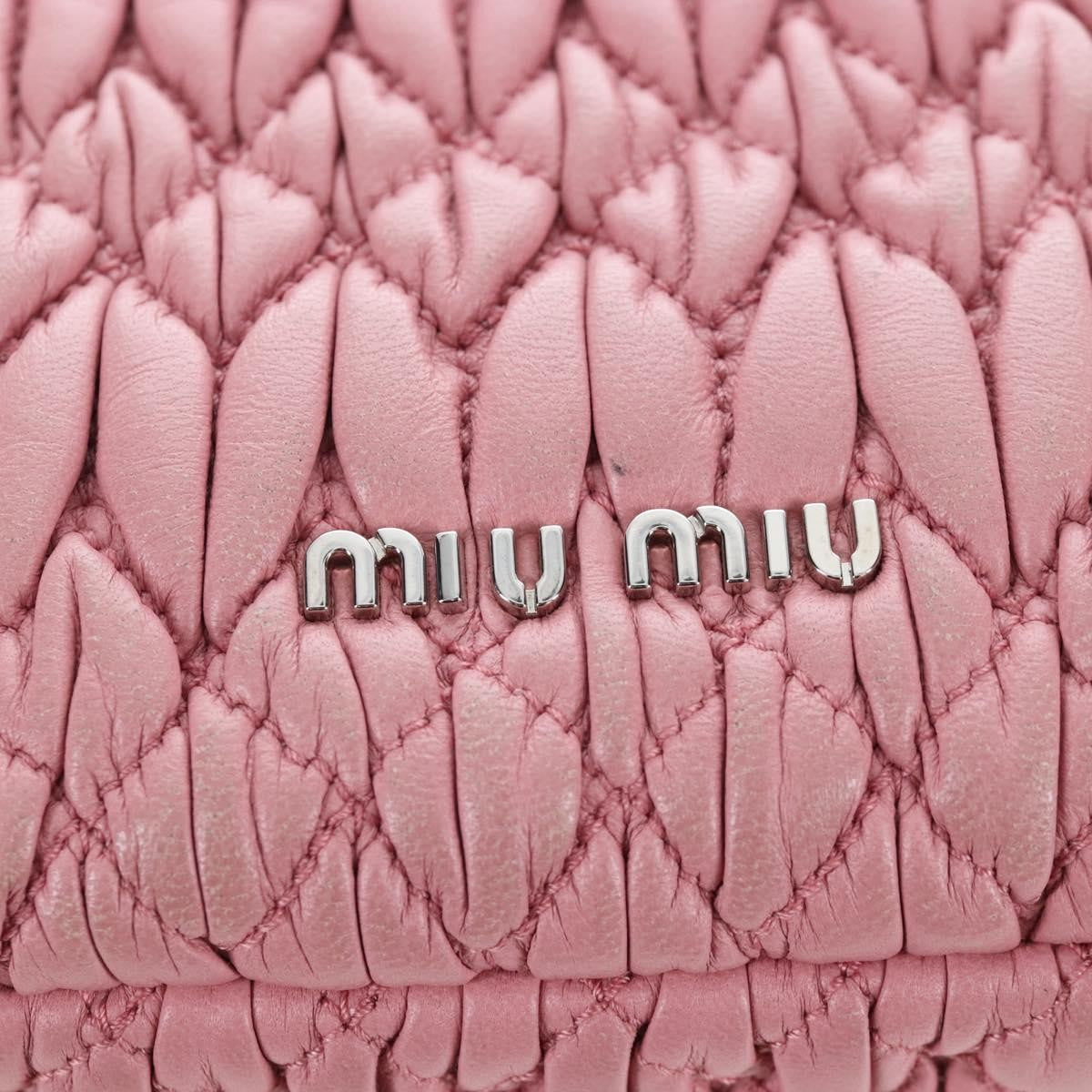 Miu Miu Crystal Convertible Top Handle Matelasse Leather Pink Leather Handbag (Pre-Owned)