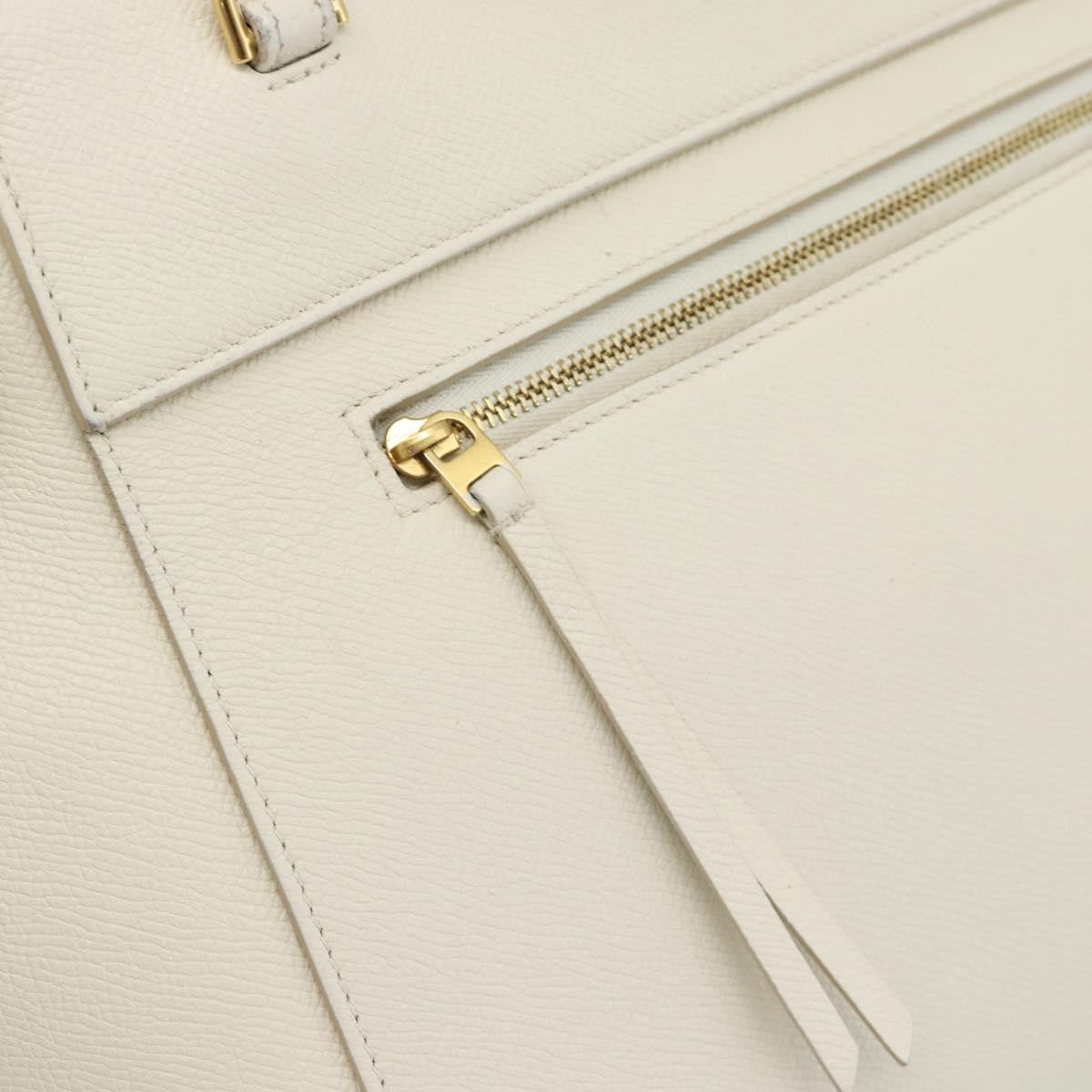 Celine Belt Textured Leather White Leather Handbag (Pre-Owned)