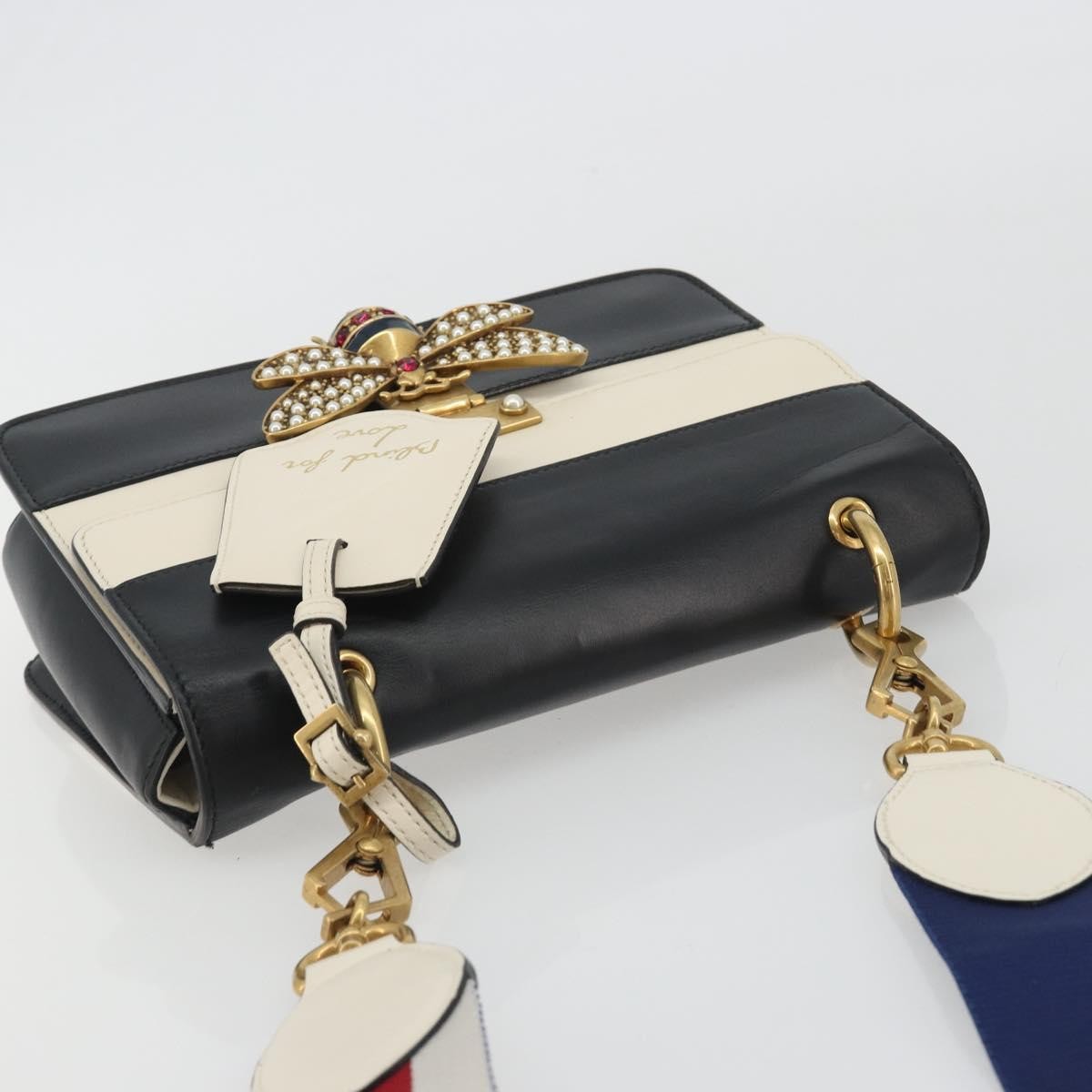 Gucci Queen Margaret Flap Colorblock Leather Black Leather Shoulder Bag Bag (Pre-Owned)
