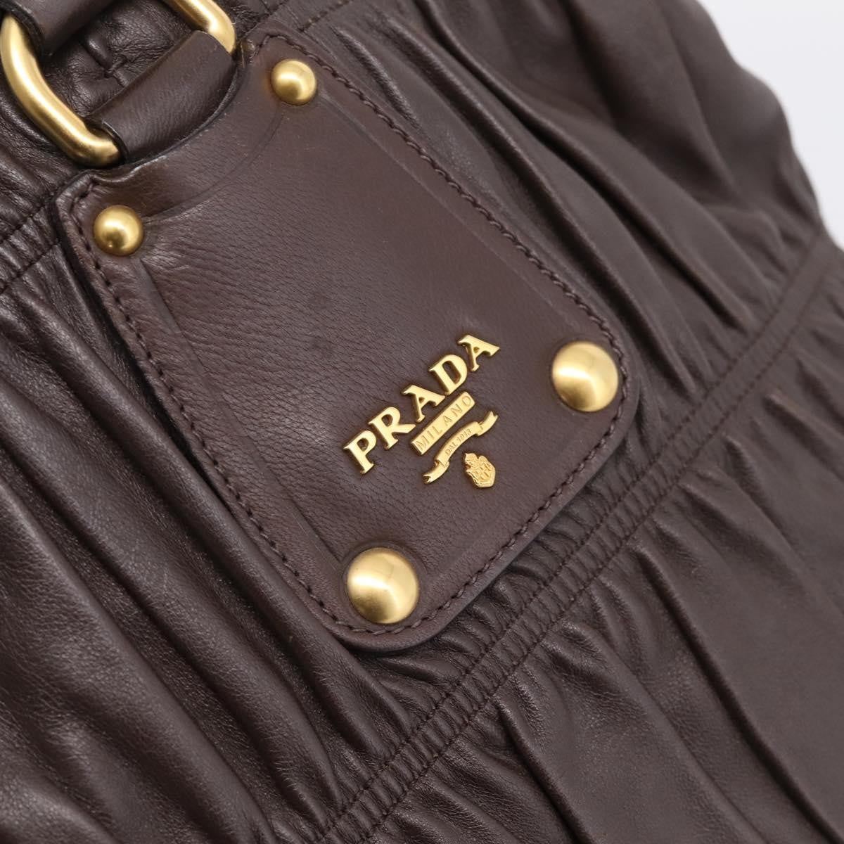 Prada Gaufre Nappa Leather Brown Leather Tote Bag Bag (Pre-Owned)