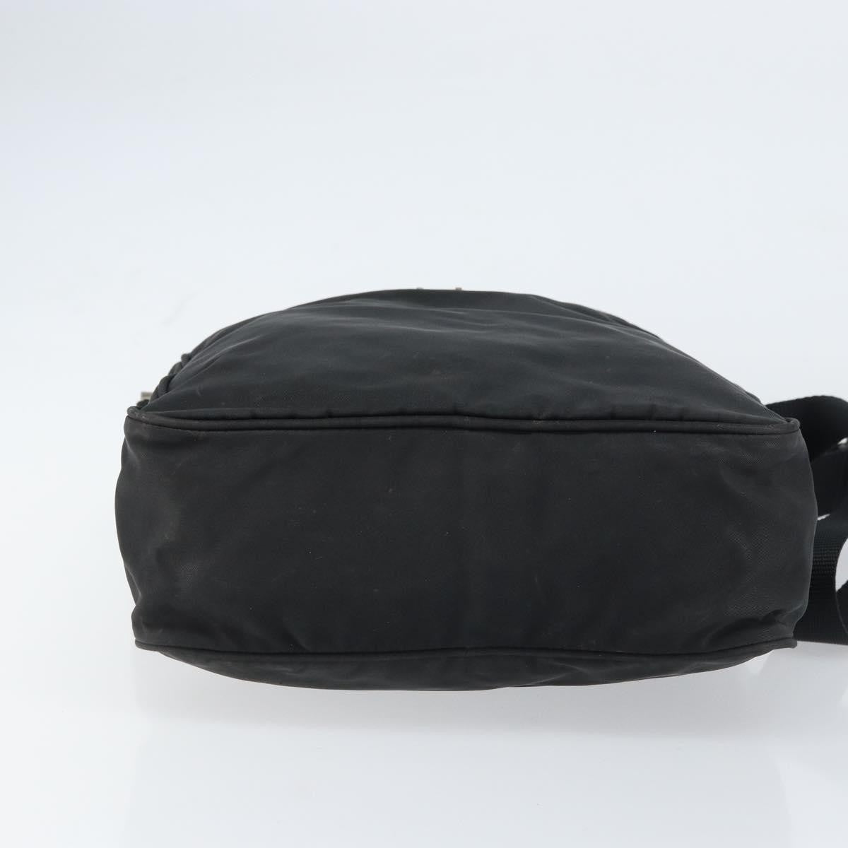 Prada Front Pocket Zip Messenger Tessuto With Saffiano Leather Black Nylon Handbag (Pre-Owned)