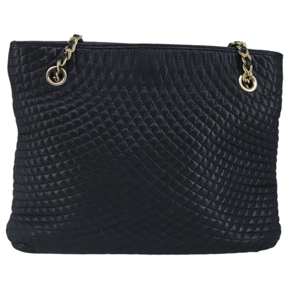 Bally Vintage Chain Quilted Leather Navy Leather Shoulder Bag Bag (Pre-Owned)