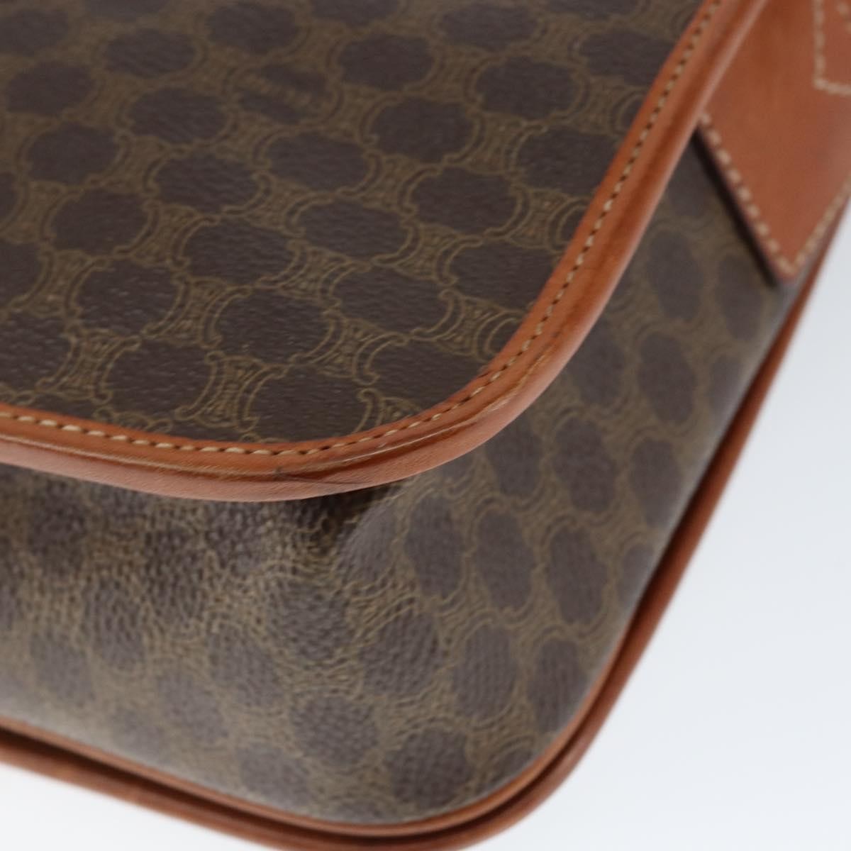 Celine Vintage Macadam Canvas And Leather Brown Canvas Shoulder Bag Bag (Pre-Owned)
