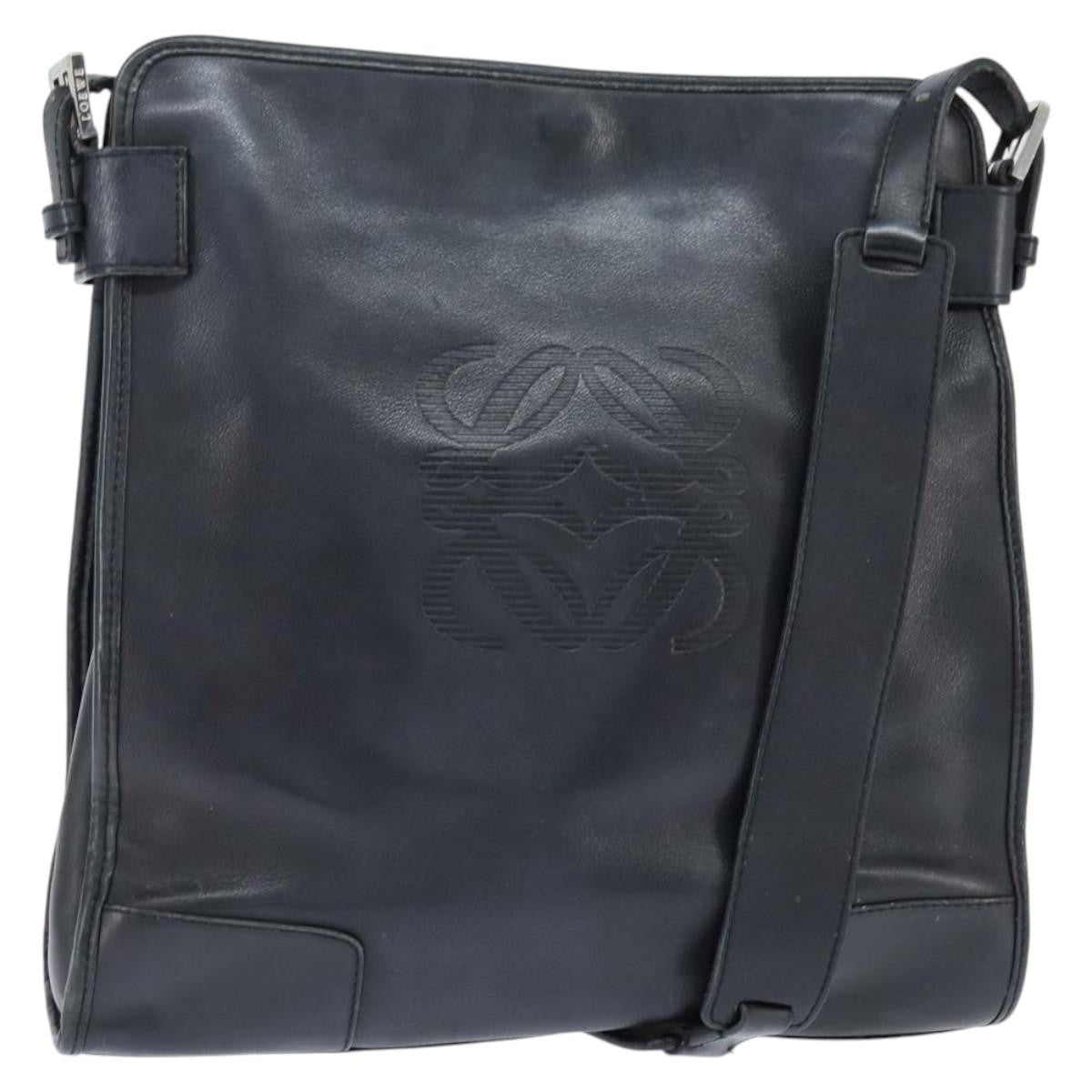 Loewe Anagram Leather Black Leather Shoulder Bag Bag (Pre-Owned)