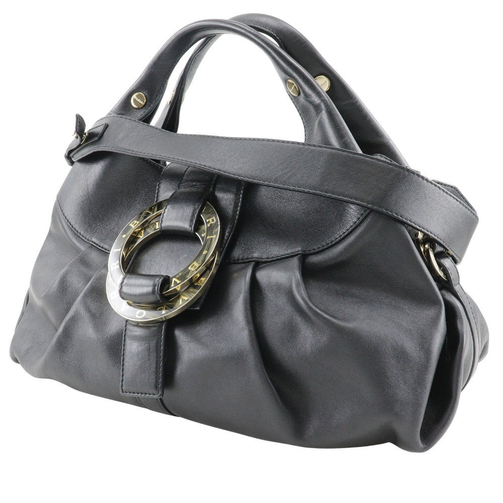 Bvlgari Chandra Hobo Leather Black Leather Handbag (Pre-Owned)