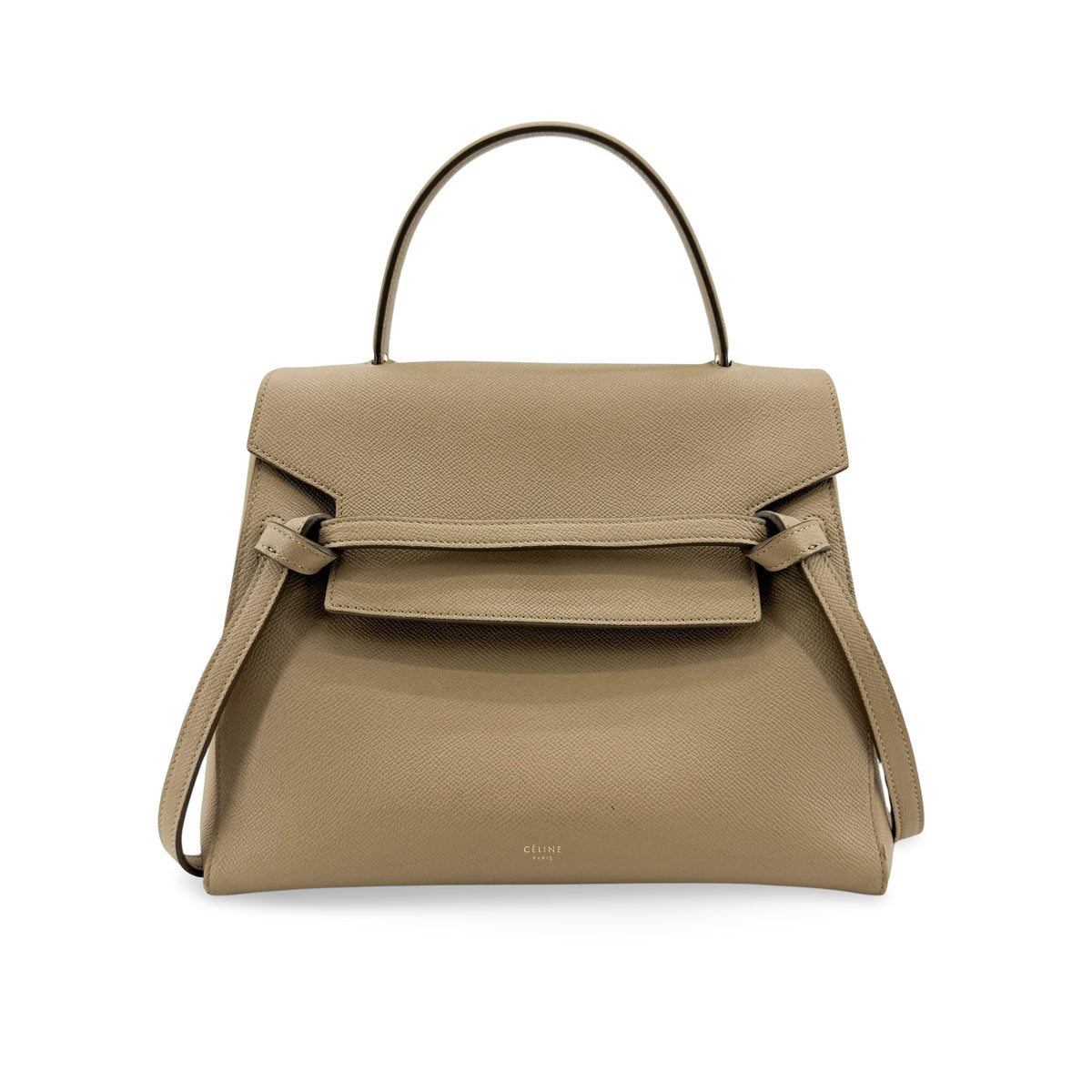 Celine Belt Calfskin Beige Leather Handbag (Pre-Owned)