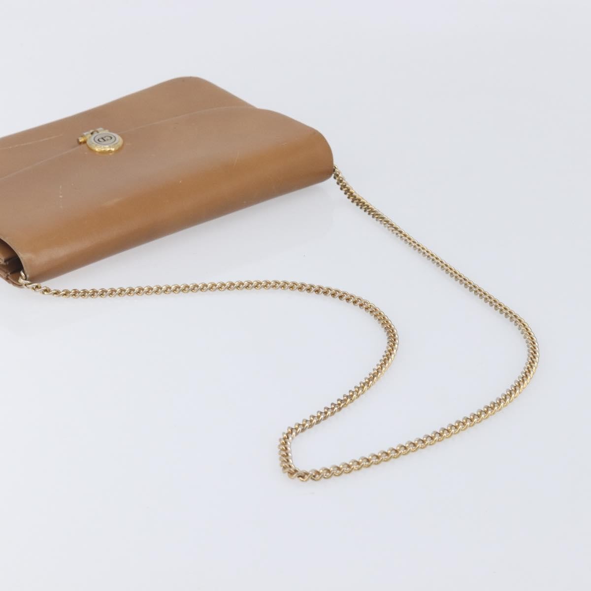 Christian Dior Vintage Cd Chain Flap Leather Beige Leather Shoulder Bag Bag (Pre-Owned)