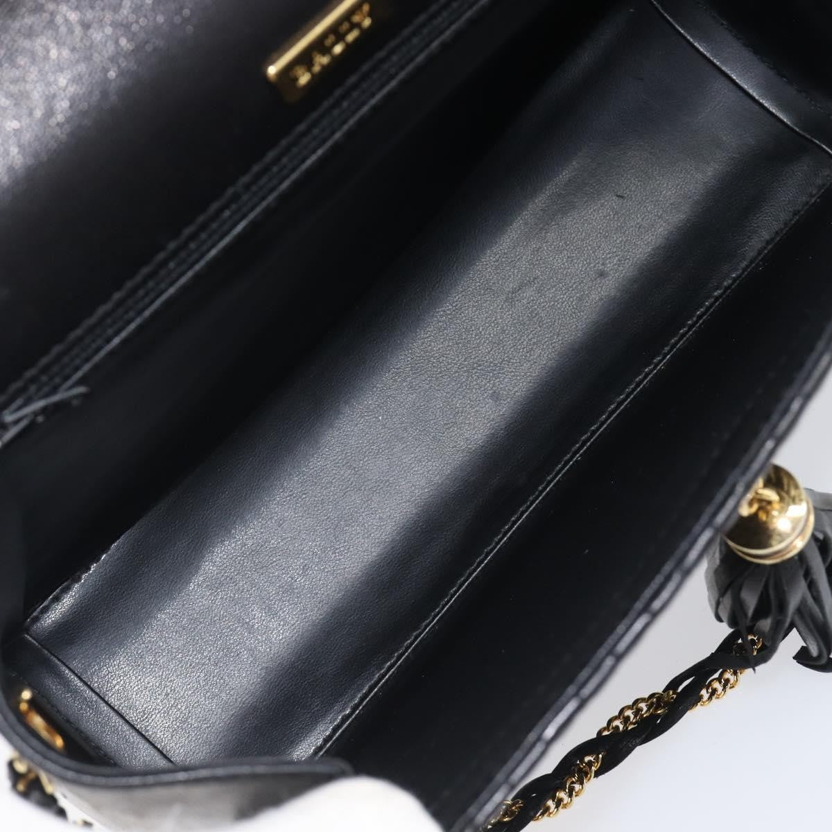Bally Vintage Chain Quilted Leather Black Leather Shoulder Bag Bag (Pre-Owned)
