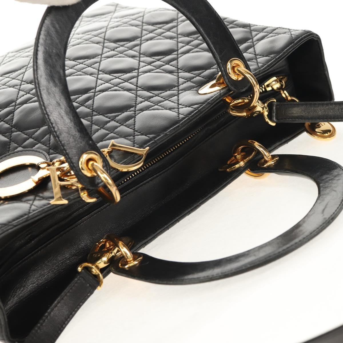 Christian Dior Lady Dior Leather Black Leather Handbag (Pre-Owned)