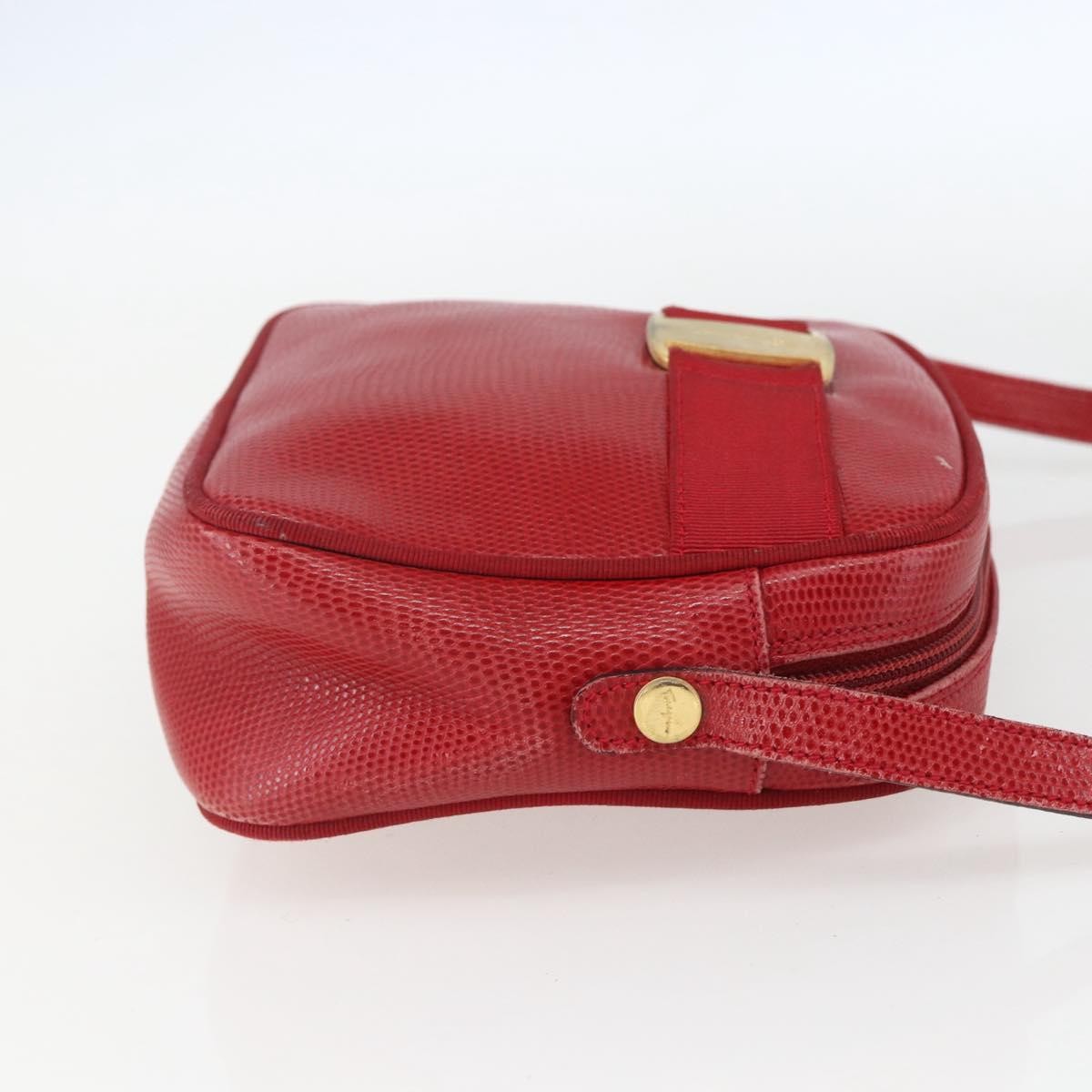Salvatore Ferragamo Vara Bow Camera Leather Red Leather Shoulder Bag Bag (Pre-Owned)
