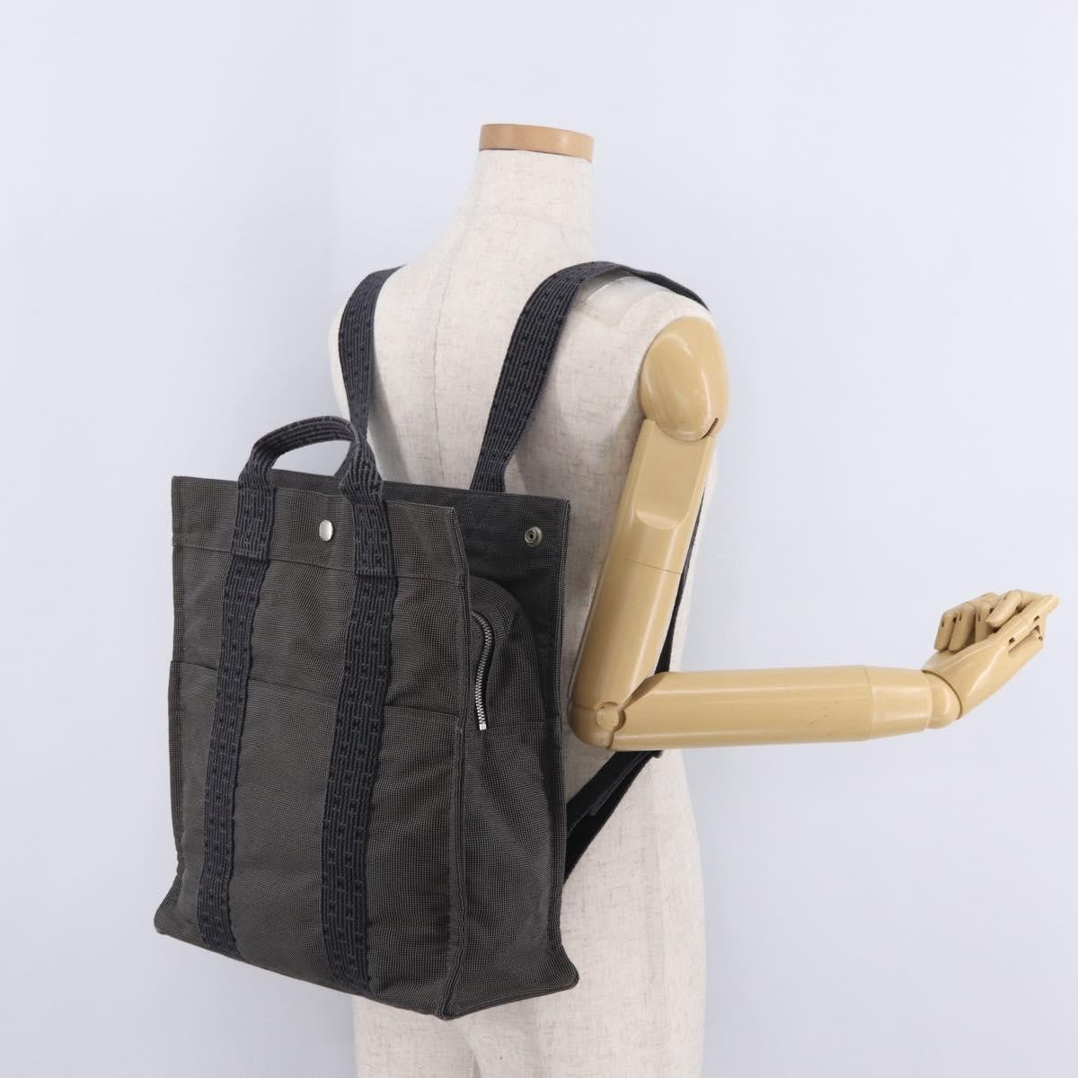 Hermes Herline Canvas Gray Canvas Backpack Bag (Pre-Owned)
