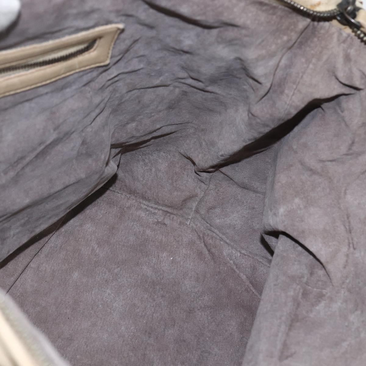 Bottega Veneta Zip Top Leather With Intrecciato Detail Beige Leather Tote Bag Bag (Pre-Owned)