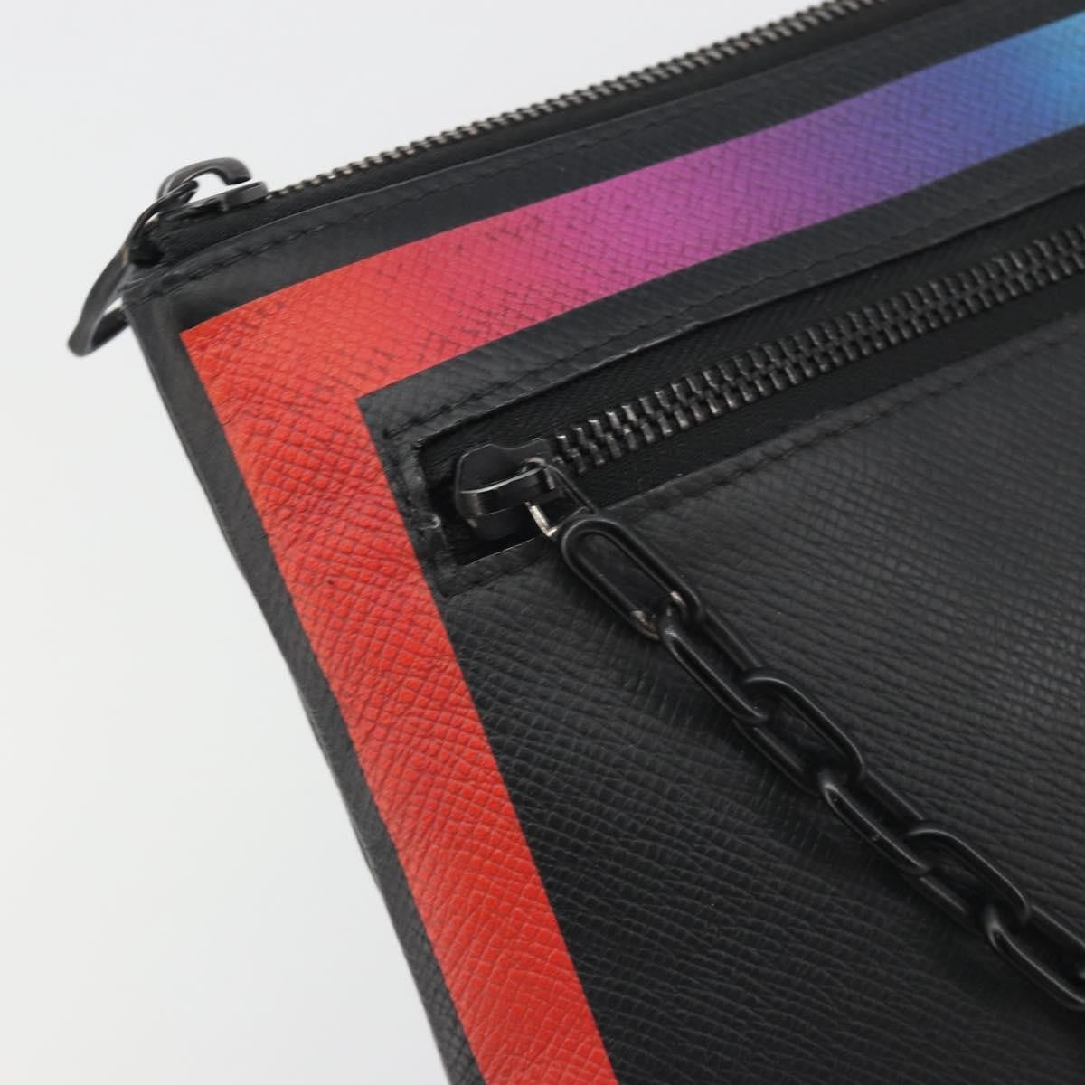 Louis Vuitton Pochette A4 Rainbow Taiga Leather Black Leather Clutche & Pouche Bag (Pre-Owned)