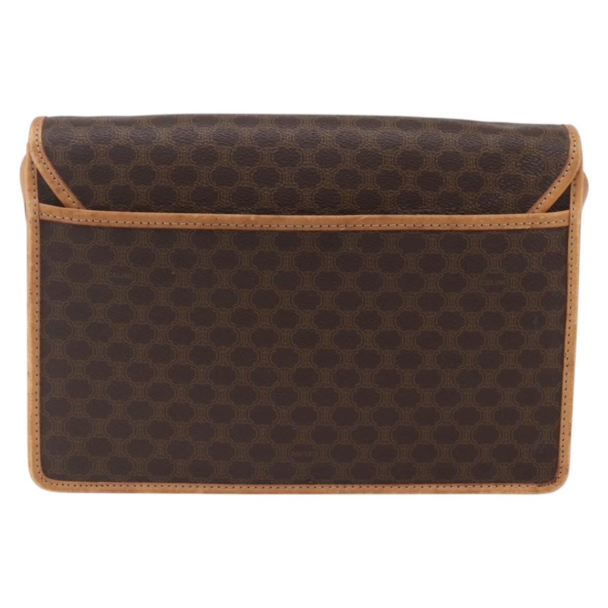 Celine Vintage Macadam Canvas And Leather Brown Canvas Shoulder Bag Bag (Pre-Owned)