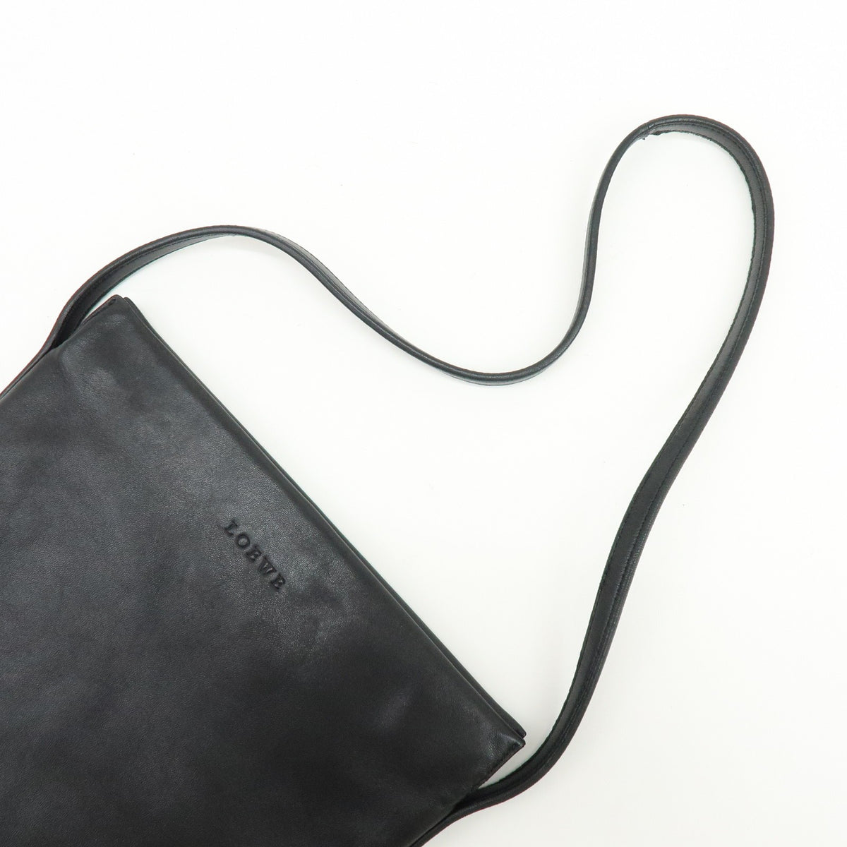 Loewe Shoulder Bag Leather Black Leather Shoulder Bag Bag (Pre-Owned)