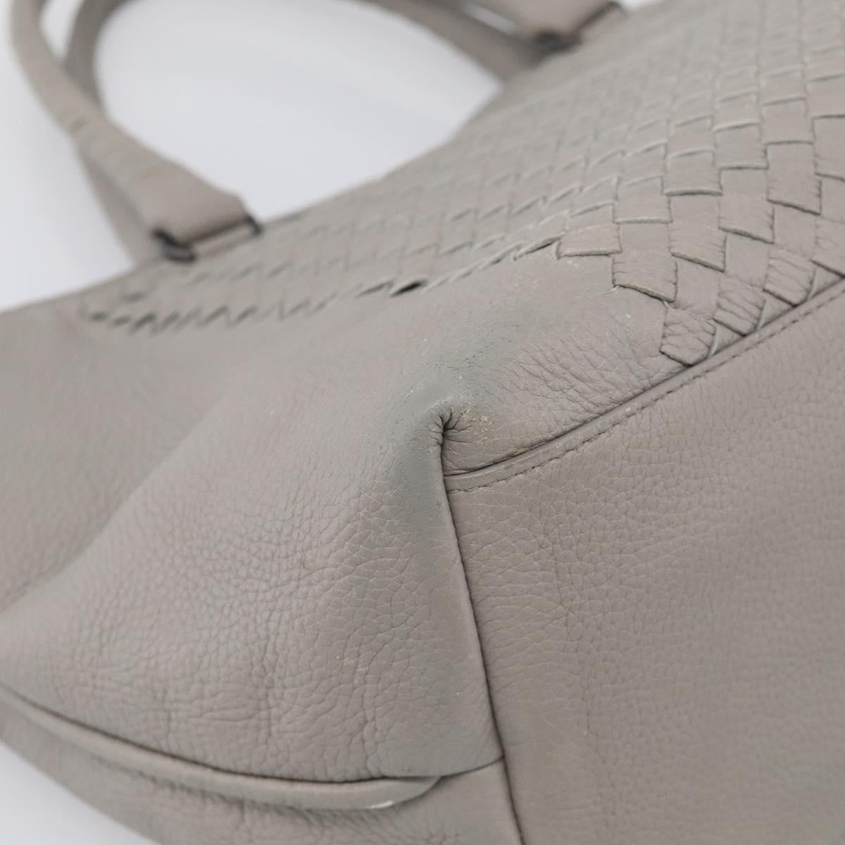 Bottega Veneta Side Snap Leather And Intrecciato Nappa Gray Leather Tote Bag Bag (Pre-Owned)