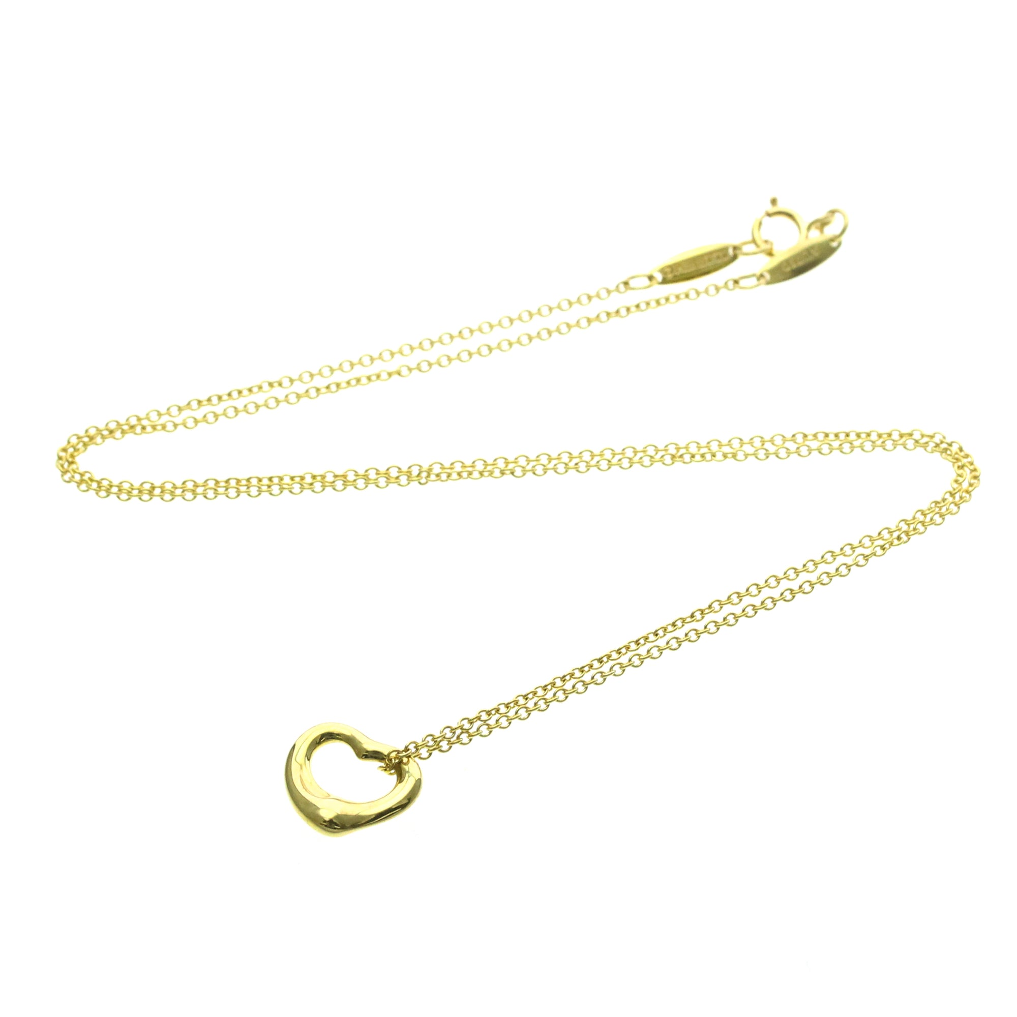 Tiffany & Co. Elsa Peretti Open Heart Pendant 18K Yellow Gold Gold Yellow_Gold Necklace Jewelry (Pre-Owned)