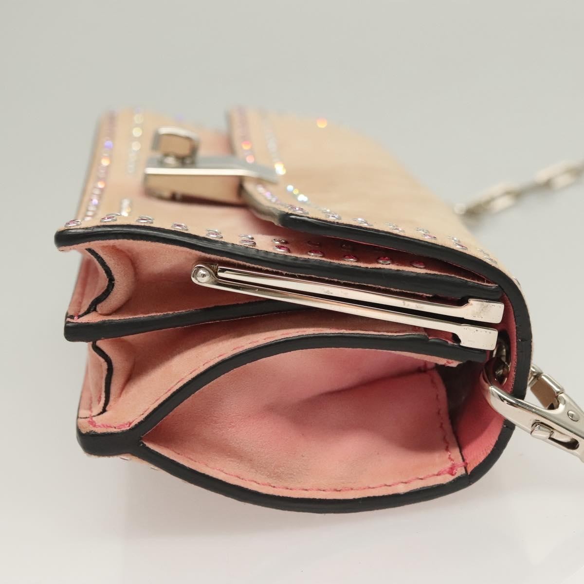 Valentino Garavani Turnlock Chain Suede Pink Suede Shoulder Bag Bag (Pre-Owned)