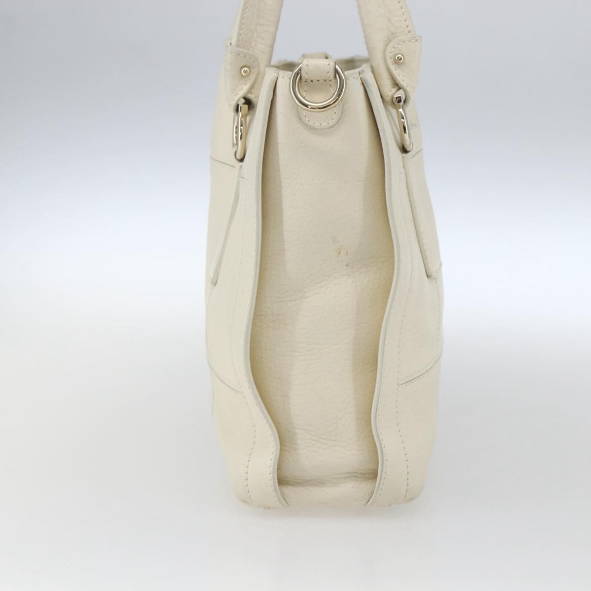 Salvatore Ferragamo Gancini Leather White Leather Handbag (Pre-Owned)