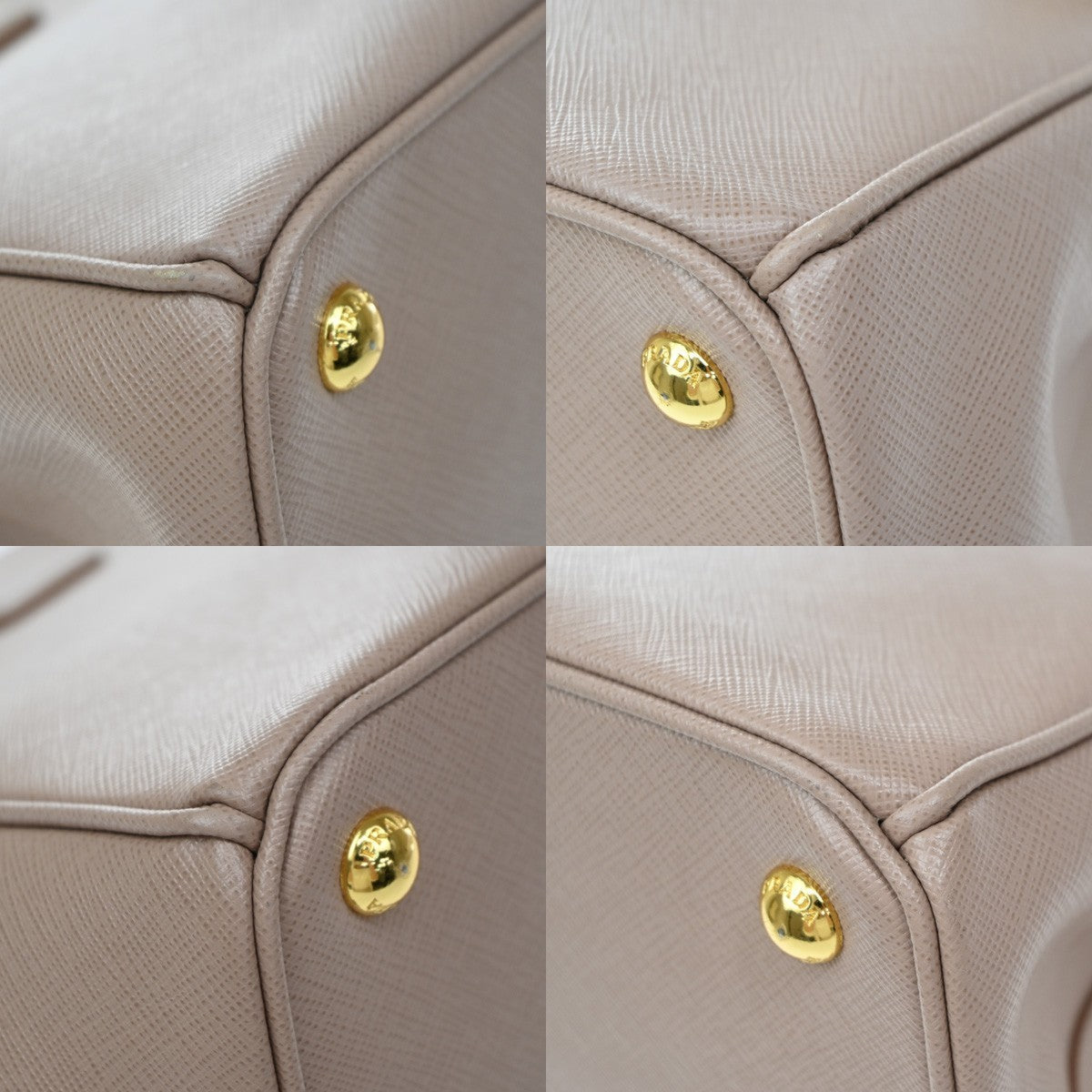 Prada Double Zip Lux Saffiano Leather Pink Leather Tote Bag Bag (Pre-Owned)
