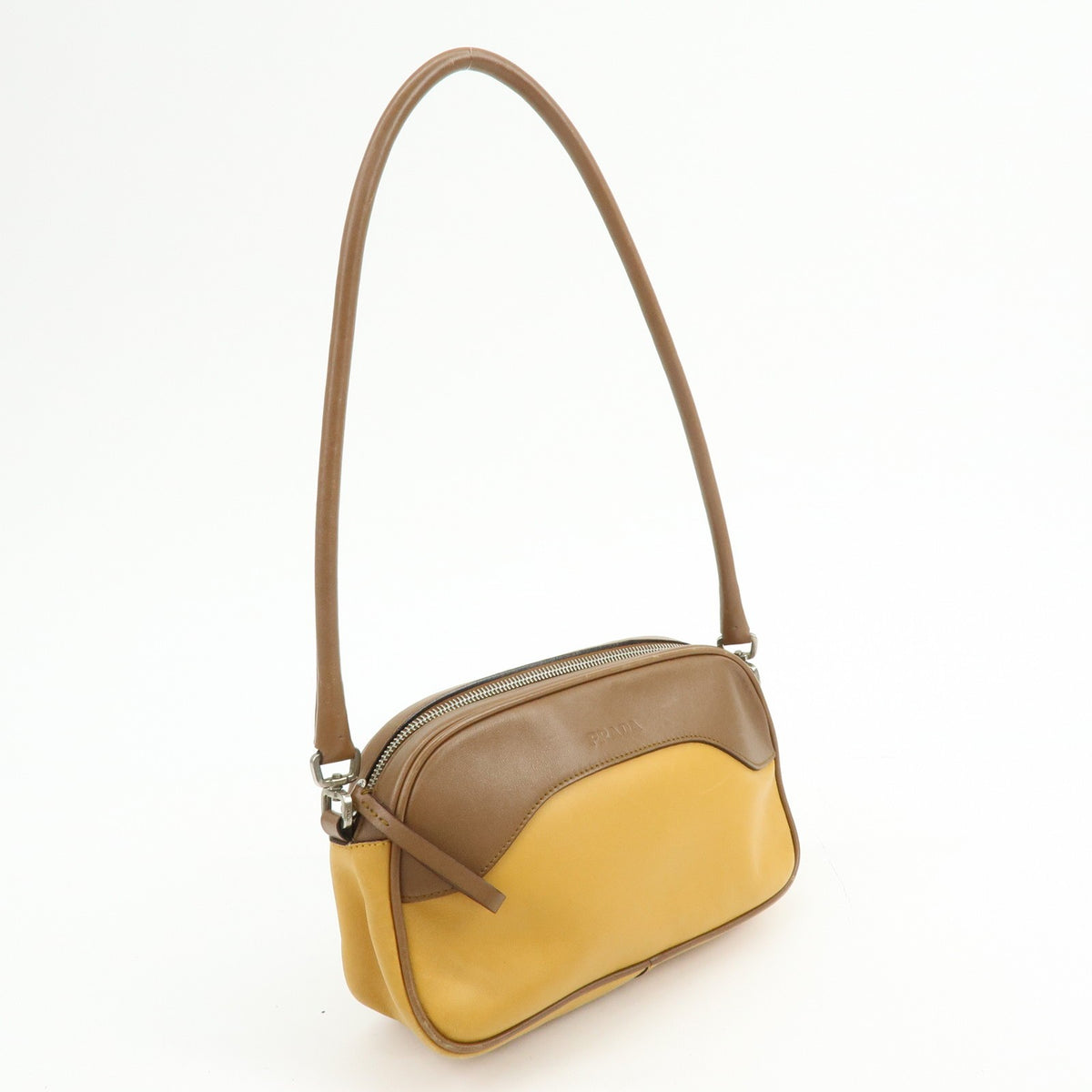Prada Shoulder Leather Yellow Leather Shoulder Bag Bag (Pre-Owned)