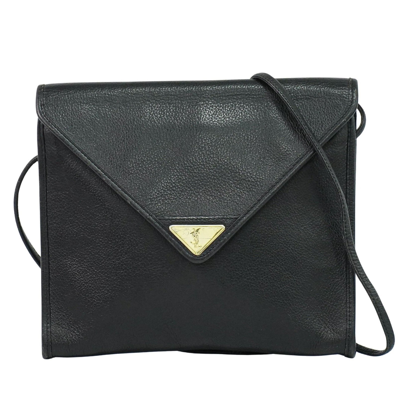 Saint Laurent Vintage Leather Black Leather Shoulder Bag Bag (Pre-Owned)