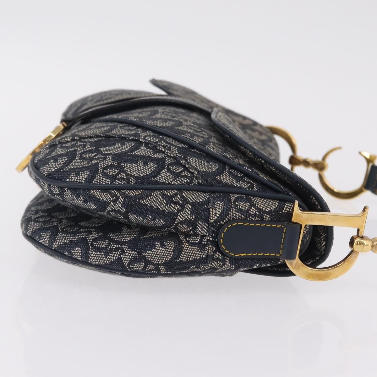 Christian Dior Vintage Double Saddle Diorissimo Canvas Navy Canvas Handbag (Pre-Owned)