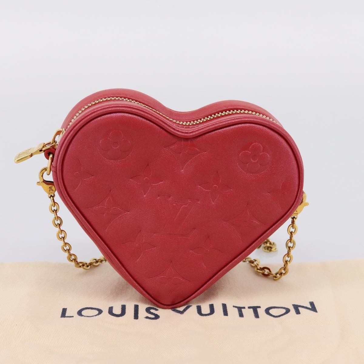 Louis Vuitton Coeur Heart On Chain Monogram Embossed Lambskin Red Leather Clutche & Pouche Bag (Pre-Owned)