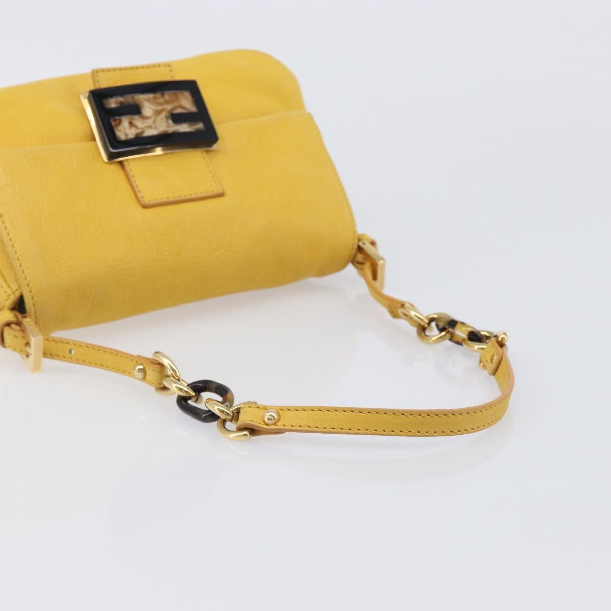 Fendi Fendi Mamma Baguette Monogram Canvas Yellow Leather Handbag (Pre-Owned)