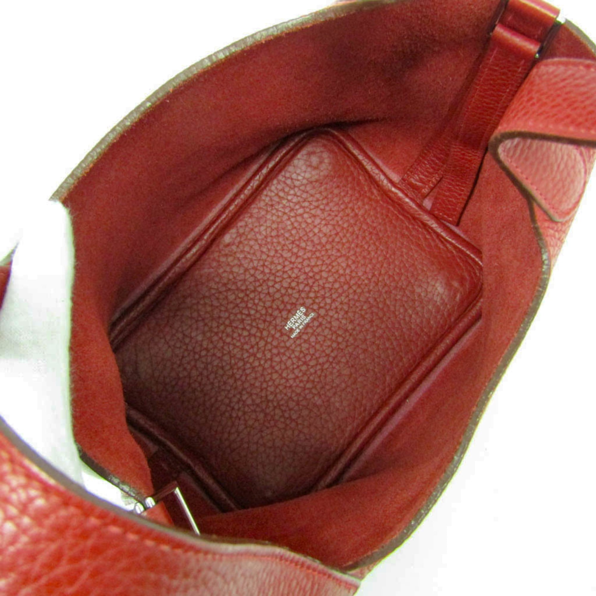 Hermes Picotin Clemence Red Leather Handbag (Pre-Owned)