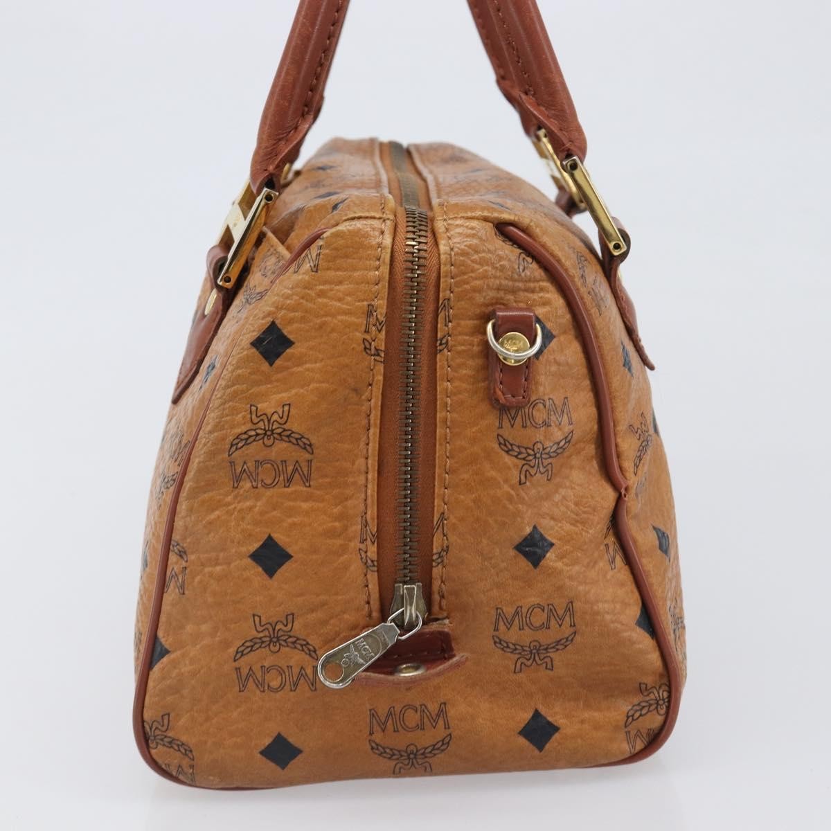 MCM Visetos Logogramme Leather Brown Leather Handbag (Pre-Owned)