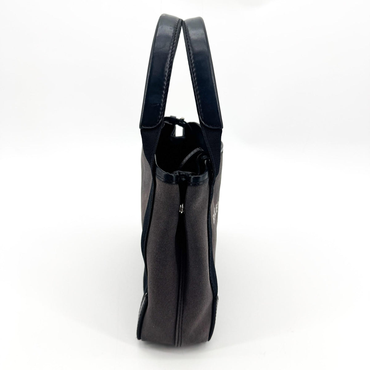 Balenciaga Navy Cabas Canvas With Leather Black Canvas Tote Bag Bag (Pre-Owned)