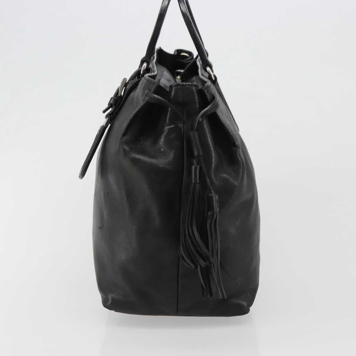 Prada Vitello Daino Convertible Tote Vitello Daino Black Leather Handbag (Pre-Owned)