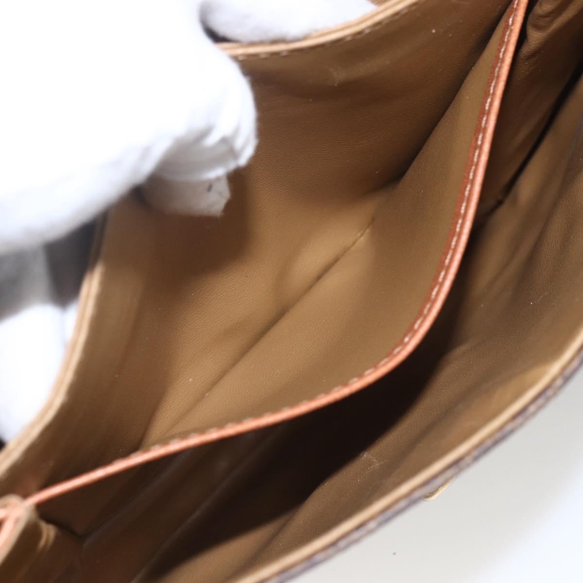 Celine Vintage Macadam Canvas And Leather Brown Canvas Shoulder Bag Bag (Pre-Owned)