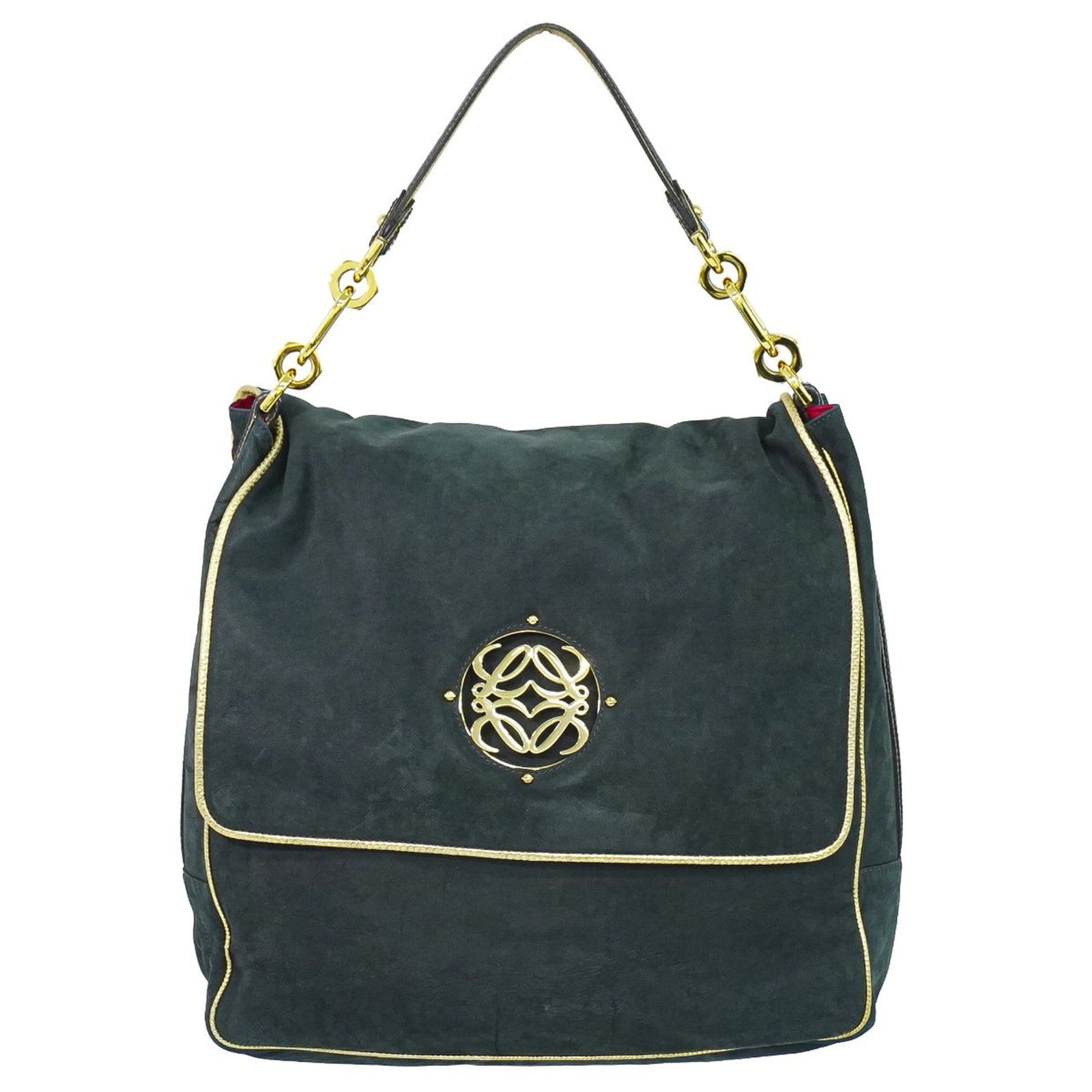 Loewe Anagram Suede Black Suede Shoulder Bag Bag (Pre-Owned)