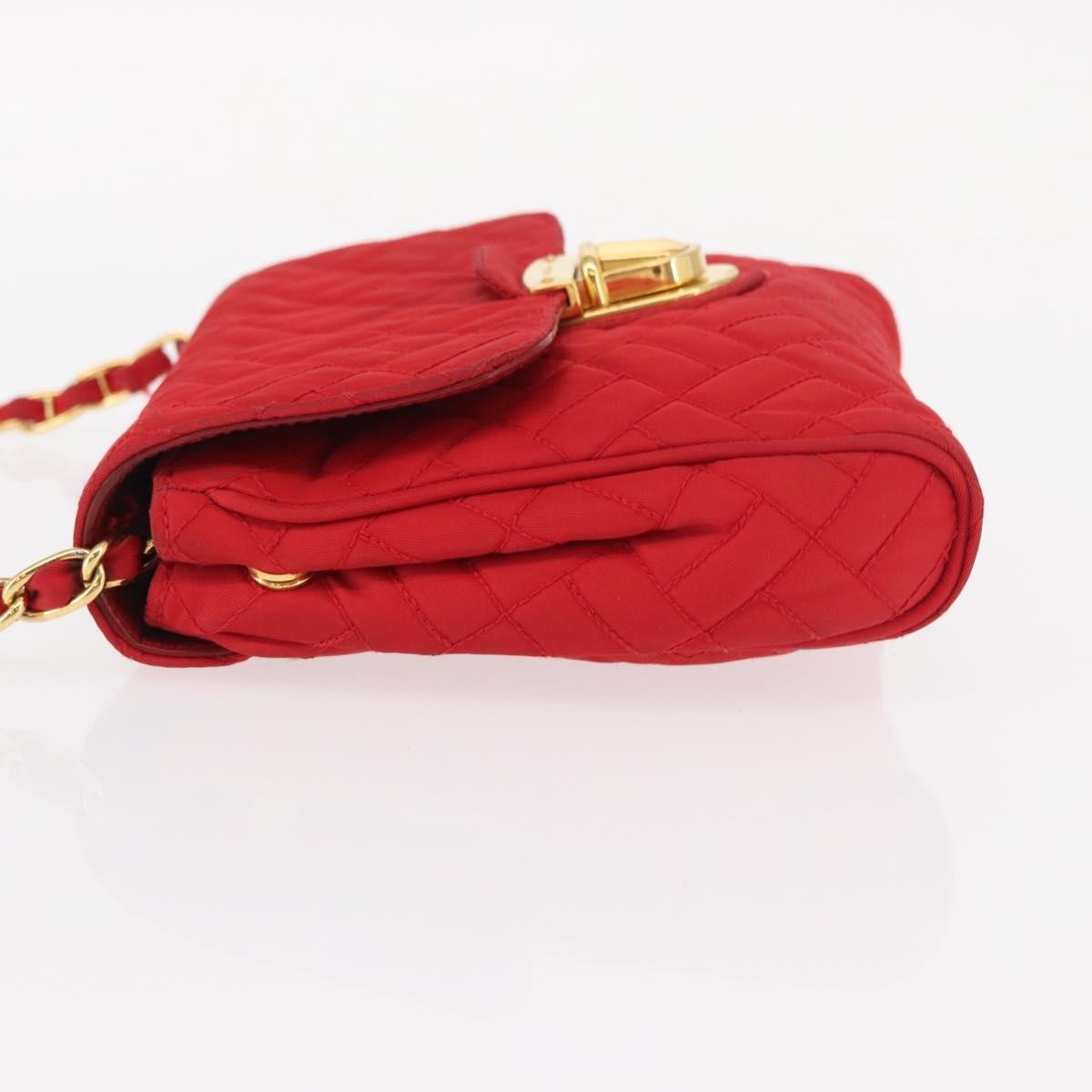 Prada Pushlock Chain Flap Quilted Tessuto Red Nylon Shoulder Bag Bag (Pre-Owned)