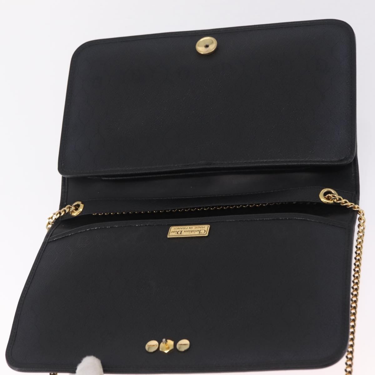 Christian Dior Vintage Honeycomb Canvas Black Leather Shoulder Bag Bag (Pre-Owned)