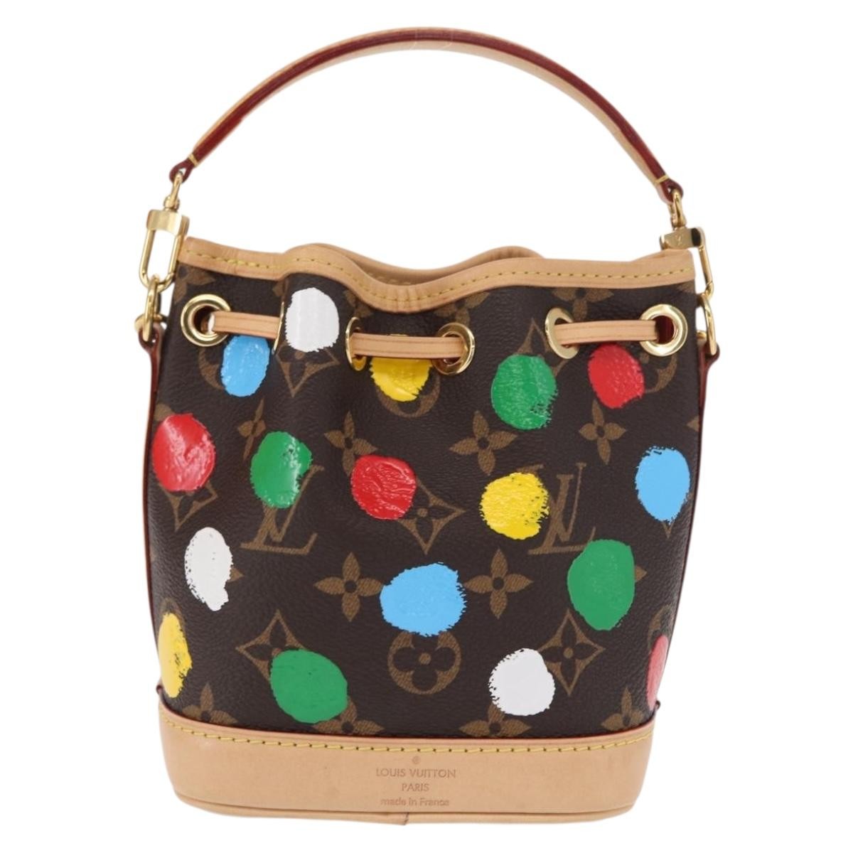 Louis Vuitton Noe Yayoi Kusama Painted Dots Monogram Canvas Brown Canvas Handbag (Pre-Owned)
