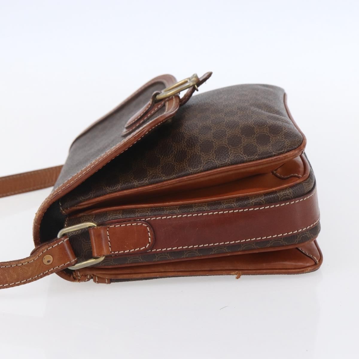 Celine Vintage Macadam Canvas And Leather Brown Canvas Shoulder Bag Bag (Pre-Owned)