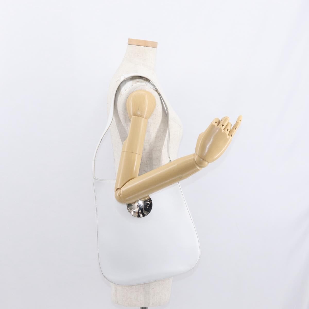 Salvatore Ferragamo Gancini Leather White Leather Shoulder Bag Bag (Pre-Owned)